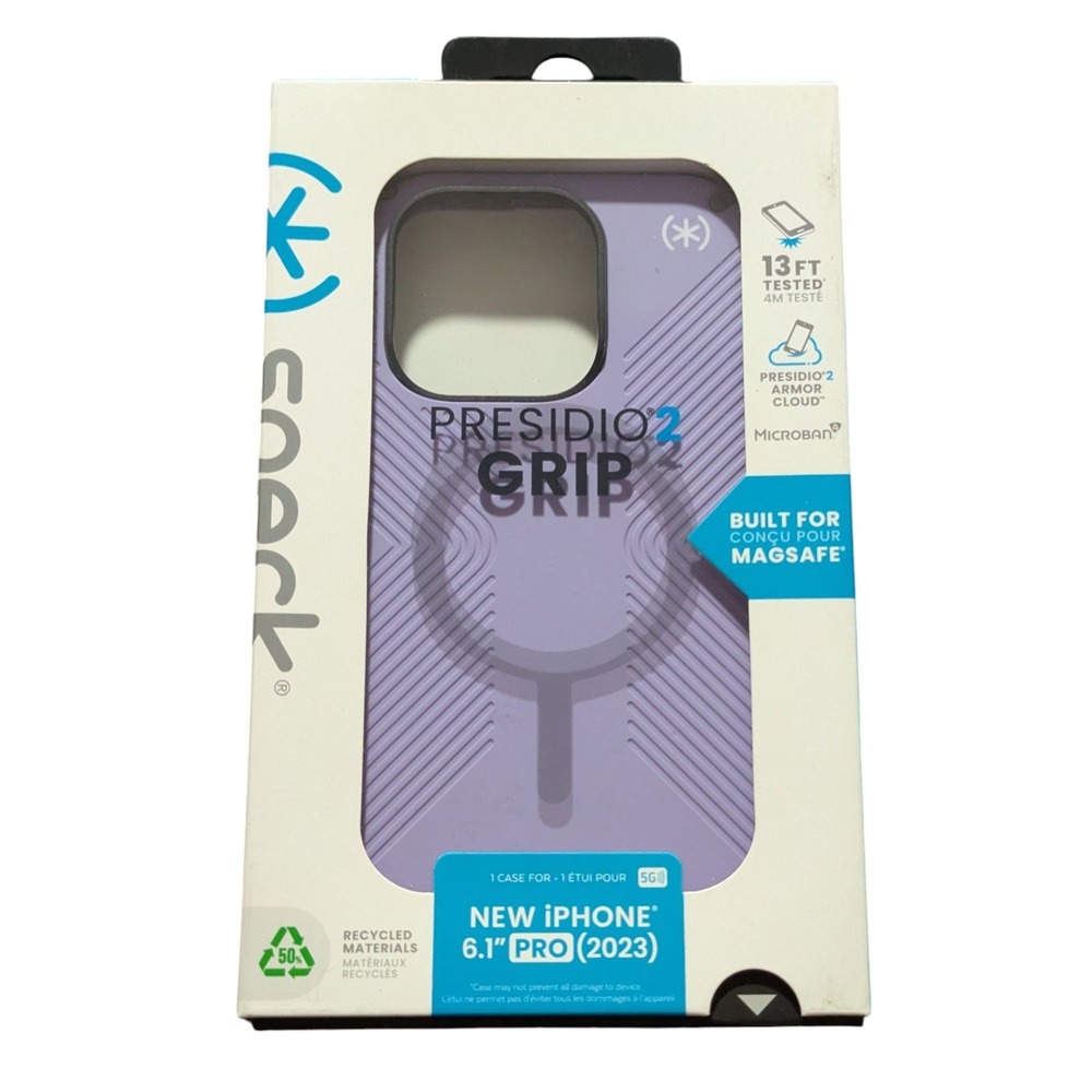 B7. Speck Presidio 2 Grip MagSafe Case For iPhone 15 Pro - In (Purple/Lavender)